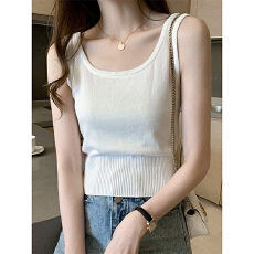 批发冰丝针织吊带背心女夏季新款打底内搭短款显瘦遮副乳无袖上衣外穿