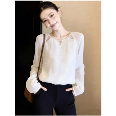 批发白色衬衫<b class='q'>女长袖</b>春季2026新款高级轻奢巨好看的漂亮超火内搭小衬衣