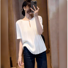 批发2026春夏今年流行设计感小衫宽松休闲纯色百搭<b class='q'>韩版</b>新款短袖上衣女