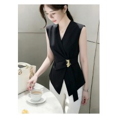 批发黑色西装马甲女<b class='q'>时尚</b>洋气减龄时髦气质高级感小香风背心收腰上衣夏