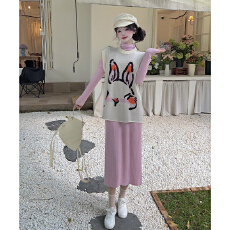 批发实拍秋冬连衣裙套装2025新款时尚毛衣马甲内搭打底针织长裙<b class='q'>两件</b>套