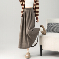 批发实拍2025加绒加厚糯唧唧显瘦宽松A字大摆松紧腰大码<b class='q'>秋</b>冬半身裙女