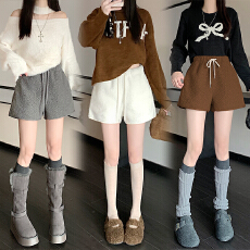 批发实拍2025秋冬百搭韩版毛唧唧软糯加厚可爱少女显瘦宽松短裤内搭女