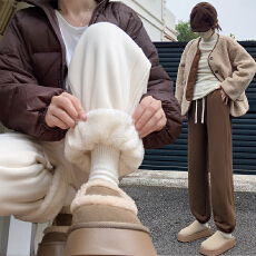 批发实拍卫裤女秋冬宽松束脚防风<b class='q'>运动</b>裤高腰羊羔绒加绒小个子哈伦裤