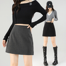 批发实拍2025<b class='q'>秋</b>冬简约毛呢百搭通勤羽绒服搭子显瘦A字经典短裙女