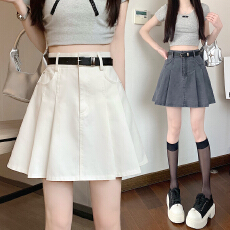 批发实拍百褶裙半身裙女新款<b class='q'>高腰</b>牛仔裙<b class='q'>短裙</b>A字裙包臀裙裙子半裙潮