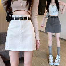 批发实拍时尚高级感新款夏季女装法式设计百搭大码灰色牛仔半身<b class='q'>短裙</b>