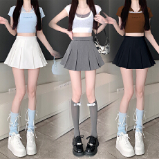 批发实拍A字百褶西装面料学院风<b class='q'>百搭</b>显瘦超短辣妹短裙半身裙女