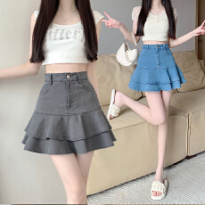 批发实拍2026水洗牛仔蛋糕裙多层显瘦A字减龄通勤百搭短裙半身裙女