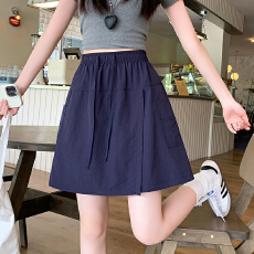 批发实拍藏青色速干<b class='q'>半身裙</b>女薄款高腰大码A字工装裤裙防走光运动短裤