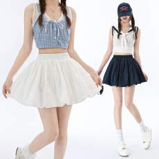 批发实拍花苞短裙女夏季2026新<b class='q'>高腰</b>小个子防走光a字灯笼裙蓬蓬半身裙