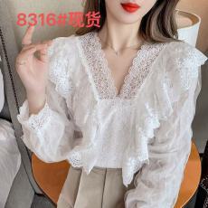 批发<b class='q'>实拍</b>！2025秋季新品时尚气质显瘦蕾丝拼接长袖<b class='q'>衬衫</b>女上衣