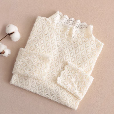 批发半高领蕾丝打底衫女内搭配毛衣高档洋气小衫秋冬加绒中领网纱上衣