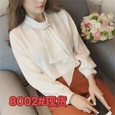 批发新款韩版针织环扣灯笼袖套头<b class='q'>雪纺</b><b class='q'>衫</b>女<b class='q'>长袖</b>打底衬衫上衣