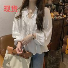 批发春季韩系泡泡衬衫设计感小众新款2026夏季长袖<b class='q'>雪纺上衣</b>女小个子
