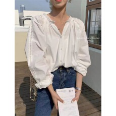 批发韩国东大门 时尚淑女气质休闲百搭纯棉<b class='q'>衬衫</b>女