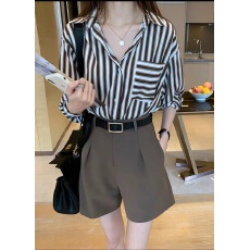 批发条纹<b class='q'>衬衫</b>女2026新款<b class='q'>韩版</b>设计感小众上衣宽松港风<b class='q'>衬衣</b>打底衫