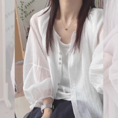 批发亚麻防晒衬衫外套女薄夏季天小开衫外搭宽松长袖<b class='q'>短款</b>上衣