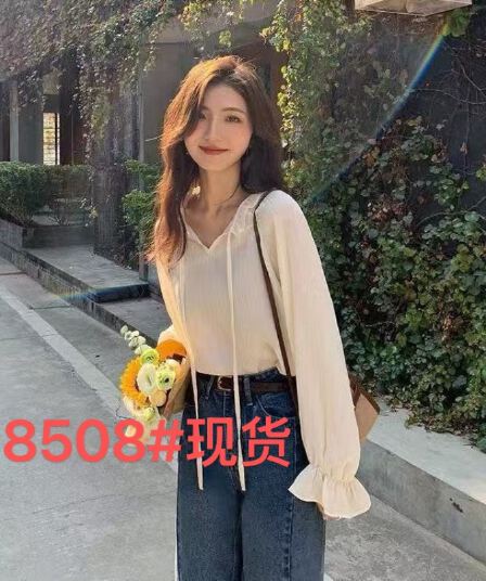 2026 조기 봄 가을 새로운 프릴 레이스업 쉬폰 여성 셔츠 루즈핏 스택 착용 느긋한 바람 긴팔 맨위 외출용