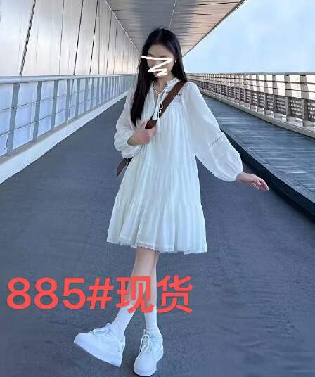 봄 가을 새로운 작은 키 가짜 홀로우 아웃 프랑스식 패치워크 7부 소매 화이트 점프 슈트 치마 버블 미니 스커트