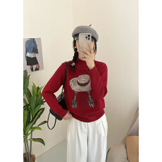 批发秋装新款洋气提花毛衣女<b class='q'>时尚</b>减龄内搭针织衫2025秋冬高级感打底衫