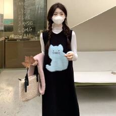 批发韩版手绘针织背心<b class='q'>连衣裙</b>女秋冬2026甜美<b class='q'>可爱</b>无袖<b class='q'>连衣裙</b>两件套装