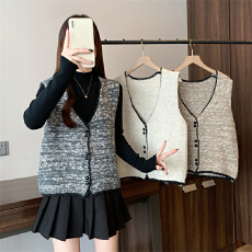 批发实拍 大码春秋新款气质减龄百搭上衣法式老钱风松弛感V领针织马甲