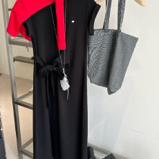 批发<b class='q'>蝙蝠</b>袖绑带<b class='q'>连衣裙</b>女长款2026夏新款时尚收腰显瘦纯棉T恤裙