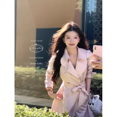 批发【粉智主义】25新品温柔知性春秋中长款风衣外套