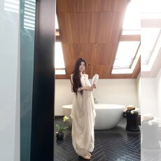 批发新中式挂脖<b class='q'>连衣裙</b>女夏季长款薄纱天丝提花长裙国风裙子