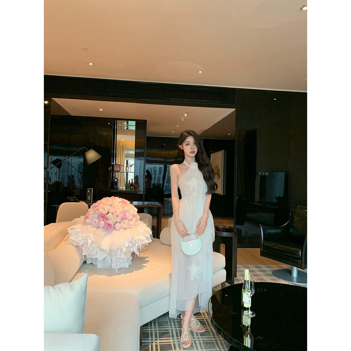 justqin 꿈 거울 정원 26 새로운 여름 드레스 섹시함 오프숄더 치마 품격 순수한 욕망 여성 드레스