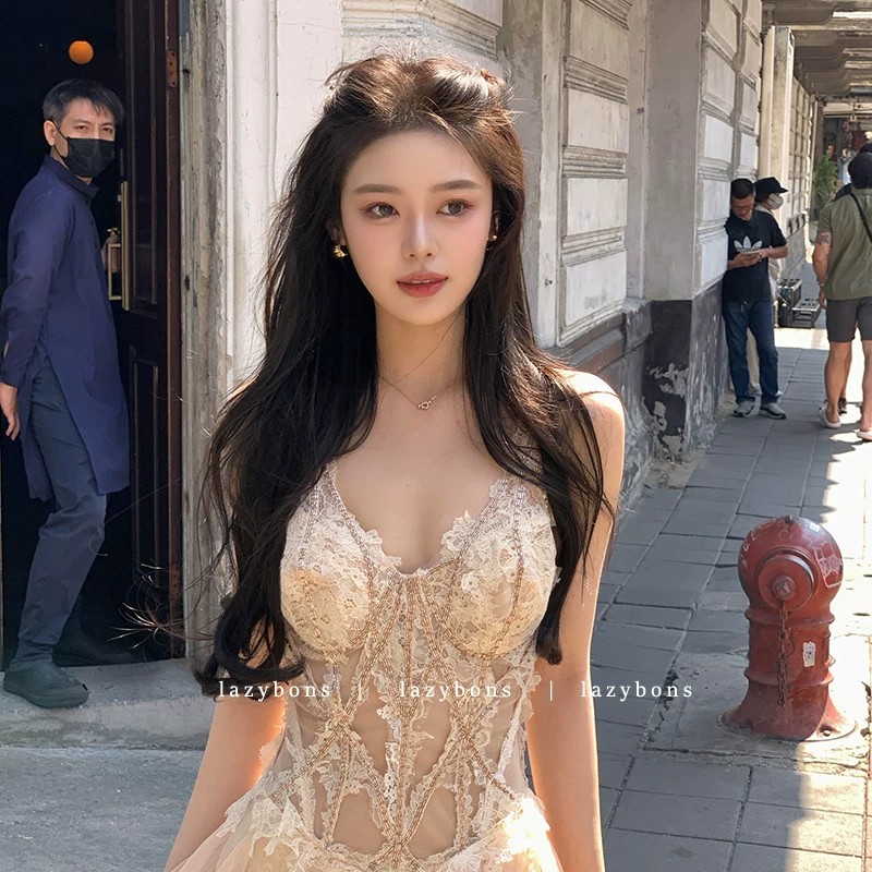 슬립 튜브탑 여성 드레스 여름 품격 생일 작은 드레스 치마 무거운 작업 디자인 센스 섹시함 레이스 Tulle 치마