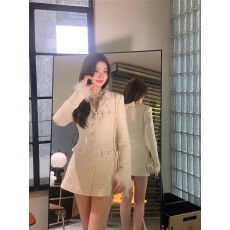 批发气质名媛高级感时尚轻奢秋季小香风编织中<b class='q'>长款</b><b class='q'>西装外套</b>中<b class='q'>长款</b>