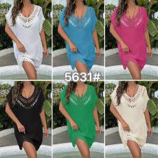 批发跨境欧美热销款宽松中长款大摆镂空手钩沙滩<b class='q'>比基尼</b>泳衣沙滩<b class='q'>罩衫</b>女