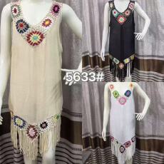 批发跨境欧美热销款宽松中长款大摆镂空手钩沙滩<b class='q'>比基尼</b>泳衣沙滩<b class='q'>罩衫</b>女