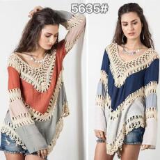 批发跨境欧美热销款宽松中长款大摆镂空手钩沙滩<b class='q'>比基尼</b>泳衣沙滩<b class='q'>罩衫</b>女