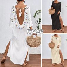 批发跨境欧美热销款宽松中长款大摆镂空手钩沙滩<b class='q'>比基尼</b>泳衣沙滩<b class='q'>罩衫</b>女