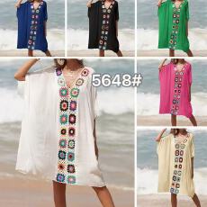 批发跨境欧美热销款宽松中长款大摆镂空手钩沙滩<b class='q'>比基尼</b>泳衣沙滩<b class='q'>罩衫</b>女