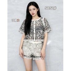 批发2026新款<b class='q'>欧美</b>外单韩版时尚套装百搭蕾丝上衣➕短裤