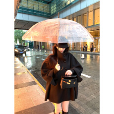 批发<b class='q'>夏</b>诗文 全羊毛双面呢斗篷式大衣可翻立领多穿外套