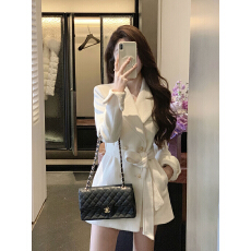 批发JustQin【月夜浮星】秋冬新金扣绑带毛呢子大衣女<b class='q'>中长款</b>夹棉外套