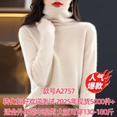 批发经典基础款高领羊毛衫女装2025秋冬新款<b class='q'>宽松</b>针织堆领毛衣羊绒打底
