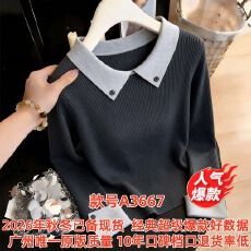 批发2026年秋冬POLO翻领拼色设计感<b class='q'>修身</b>打底内搭长袖上衣