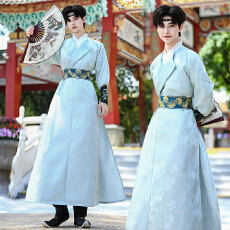 批发5805原创汉服织锦两穿提花圆领袍子武侠风中性情侣装CP男大码汉服