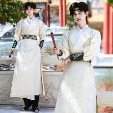 批发5805原创汉服织锦两穿提花圆领袍子武侠风中性情侣装CP男大码汉服
