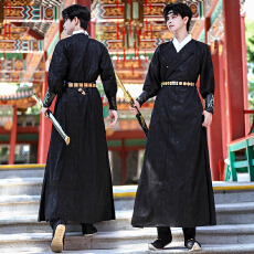 批发原创汉服提花两穿圆领袍子武侠风中性情侣装CP大码男汉服外套5806