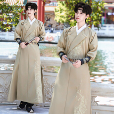 批发原创汉服重工刺绣花两穿圆领袍子武侠风中性情侣装CP大码外套5808