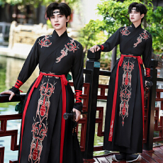 批发原创汉服重工刺女绣花交领半臂武侠风中性情侣装CP男大码汉服5809