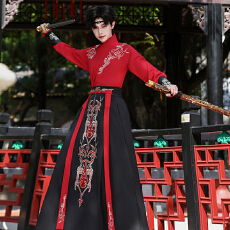 批发原创汉服重工刺女绣花交领半臂武侠风中性情侣装CP男大码汉服5809