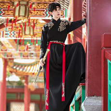批发原创汉服重工刺绣花交领半臂武侠风中性情侣装CP男装大码学生汉服
